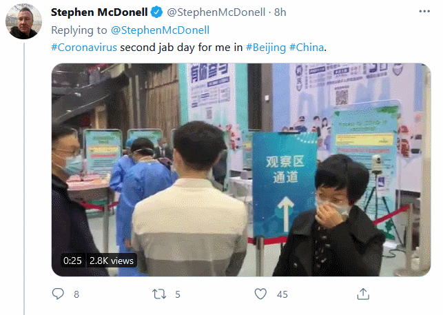 BBC驻华记者晒打中国疫苗照片，有人酸了