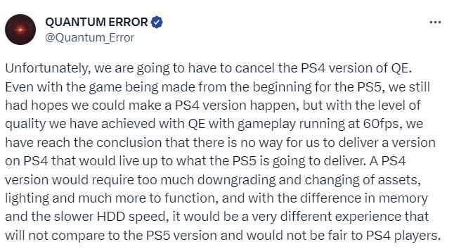 科幻恐怖FPS《量子误差》PS4版取消 未来将登陆PC