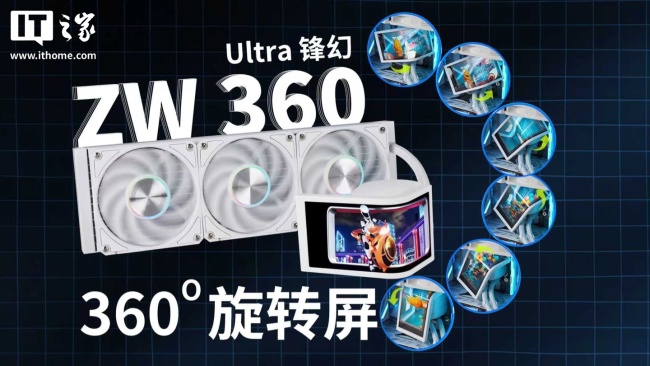 先马 ZW360 Ultra 锋幻一体式水冷首销：冷头 OLED 曲屏可自由旋转，1599 元