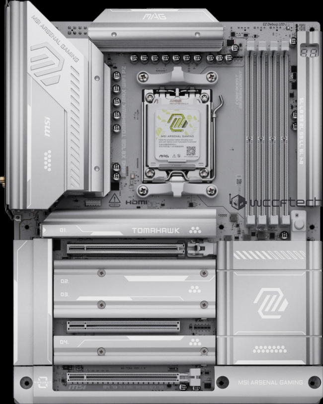 完全白化，微星 X870 ITX / 背插 X870E ATX 主板渲染曝光