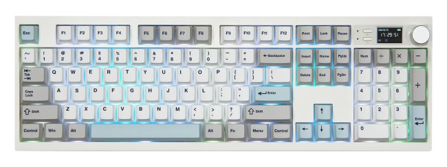 EPOMAKER QK108 三模机械键盘上市：全配列 + 屏幕 + 旋钮
