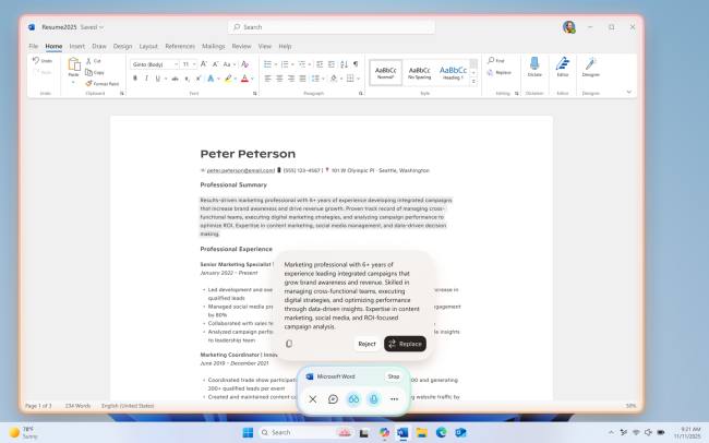 微软 Win11 版 Copilot 应用上线实时文本编辑，用户动动嘴就能改稿