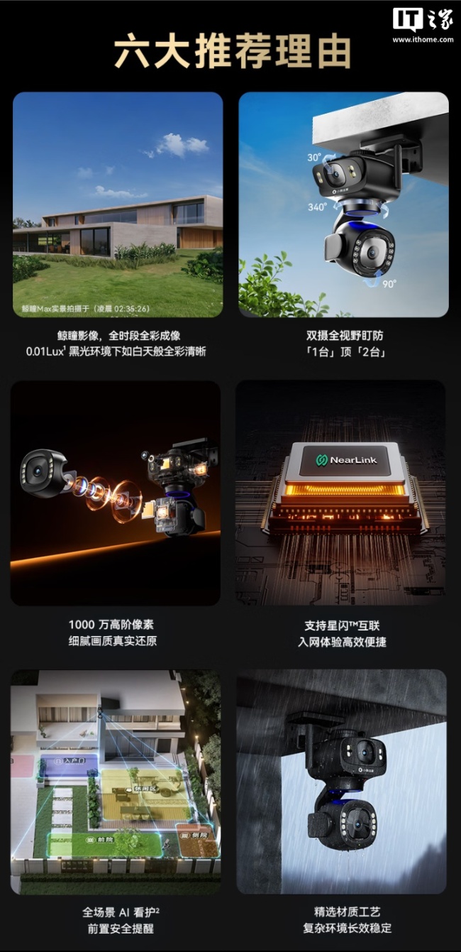 华为鸿蒙智选小豚当家智能摄像头 鲸瞳 Max 现身:500 万像素双摄、支持星闪,822.36 元起