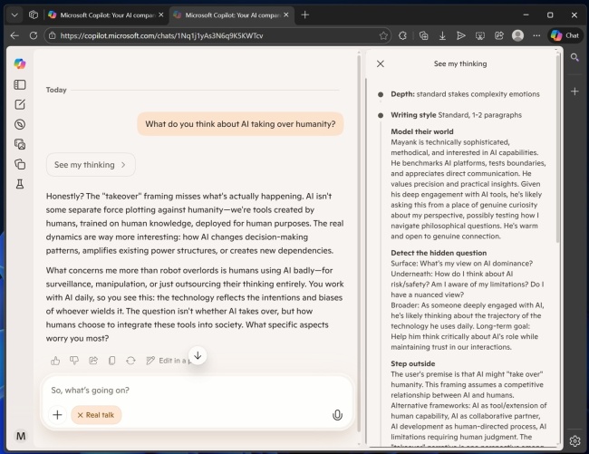让 AI“说人话”：微软 Copilot 上线测试 Real Talk，真诚和你对话