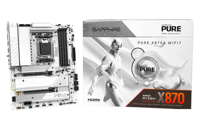 蓝宝石 PURE 极地 X870A WIFI7 主板上架，1999 元