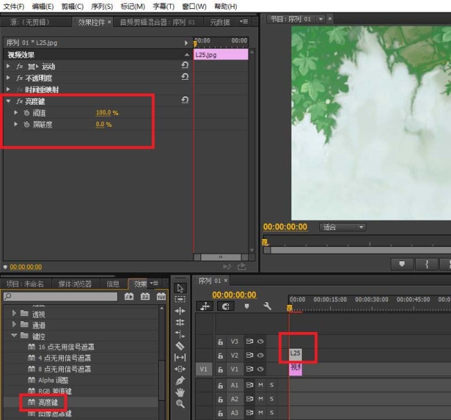 premiere怎么使用亮度键抠图
