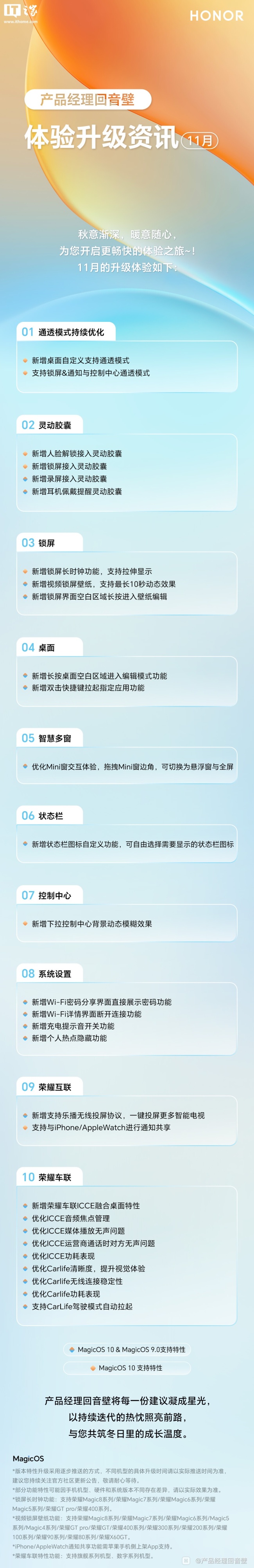 荣耀 MagicOS 下个 OTA 版本将支持控制中心实时模糊，已在最后测试阶段