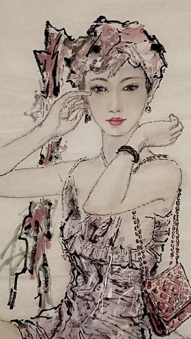 薛林兴作品《想你》：卢浮宫级“新仕女”把现代美人画成东方美神