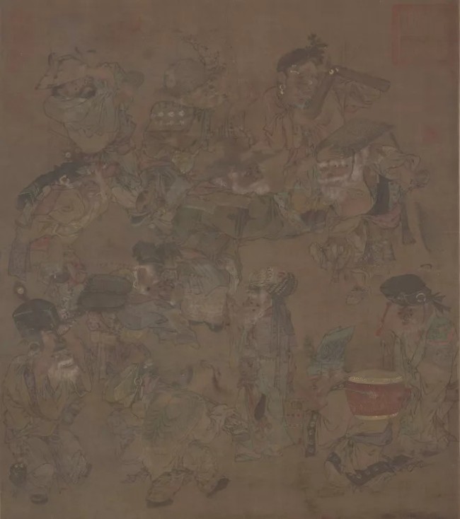 南宋·佚名《大傩图》，北京故宫博物院藏。《梦梁录》中称此行为为“打夜胡”，<br>说其“亦有驱傩之意也”。