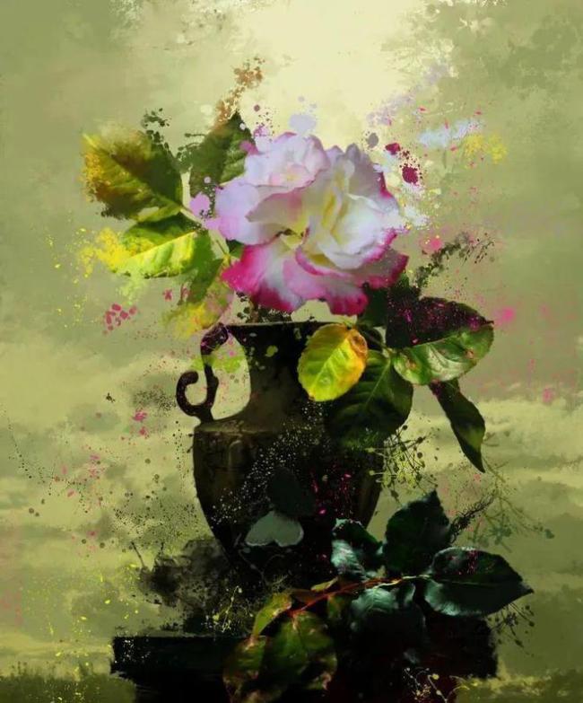 画家安东诺夫的超写实玫瑰花，古朴纯净之美