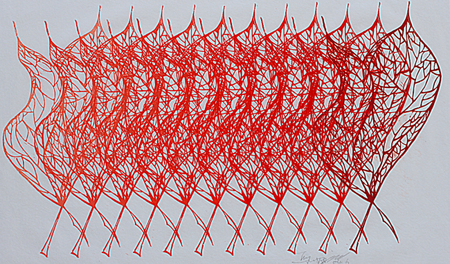 马丽娜 《舞蹈影子-2》 套色木刻 78.7×109.2cm 2008年