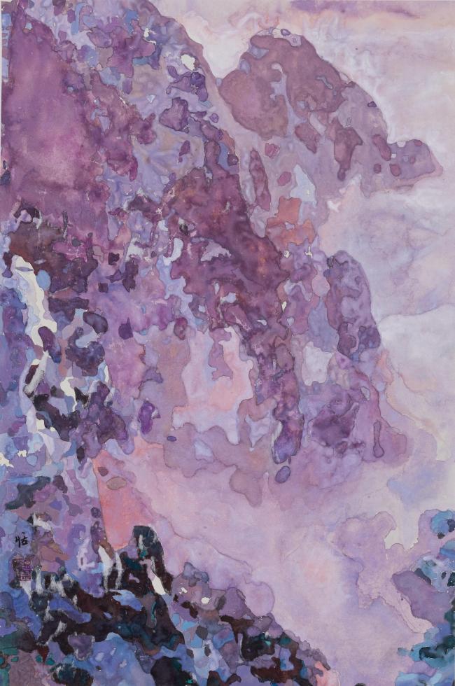 碎紫轻雾点黄山 64.5cm×42.5cm 2024年