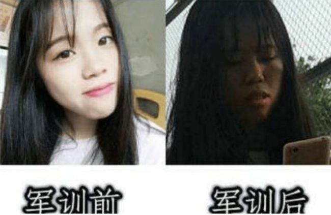 “我晒成了我奶奶”,学生军训前后对比图火了