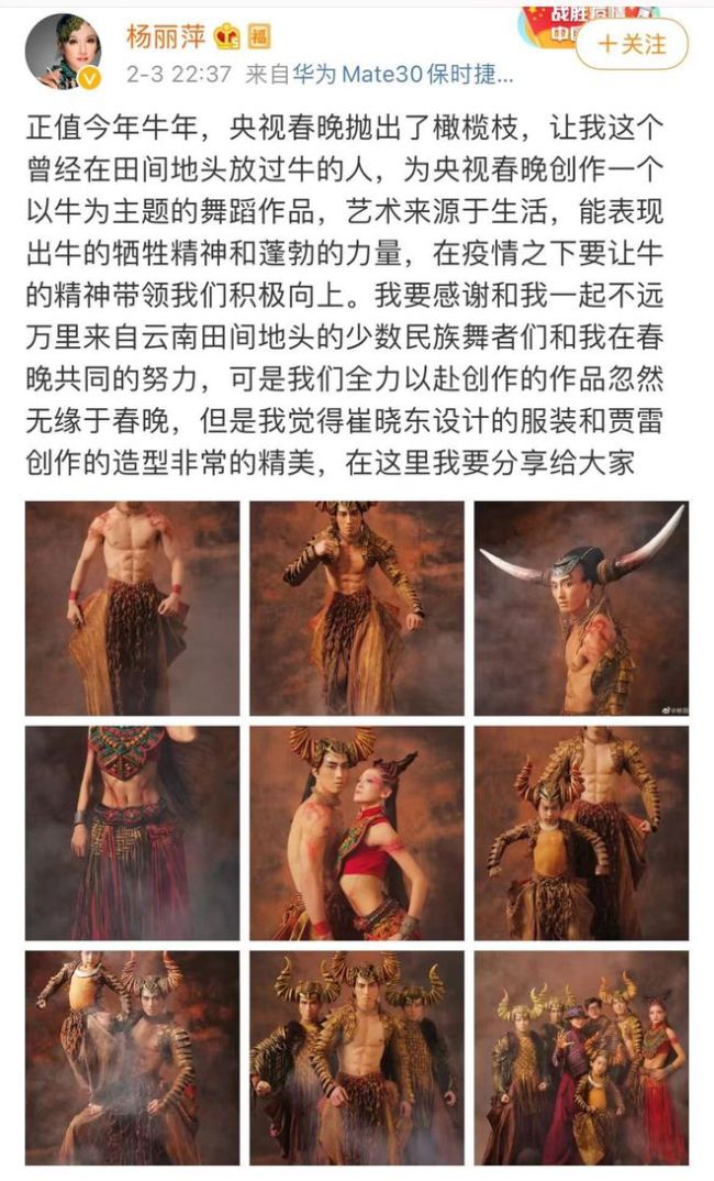 杨丽萍无缘春晚 本人发文透露遗憾：感谢舞者