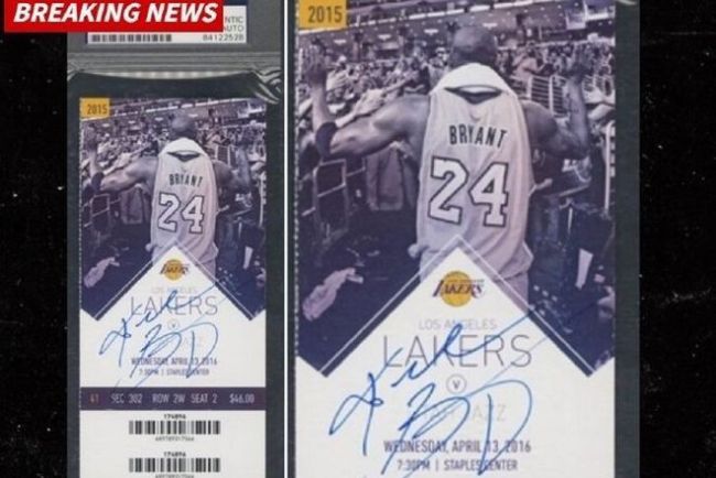 科比最后一战签名门票被拍卖 售价4万美元