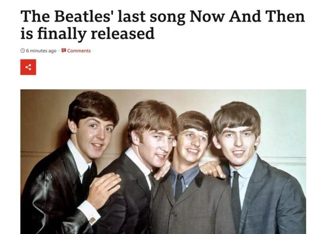 传奇摇滚乐队披头士最终单曲「Now And Then」发行