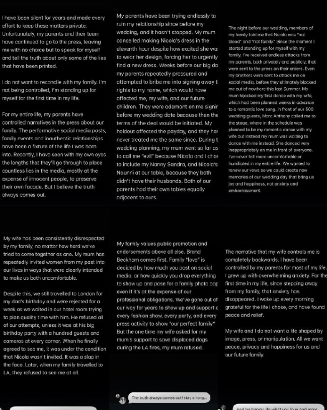 贝克汉姆大儿子自揭“家丑” 控诉父母操控媒体