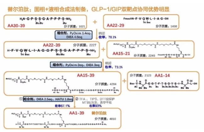 天风证券整理的替尔泊肽生产路径