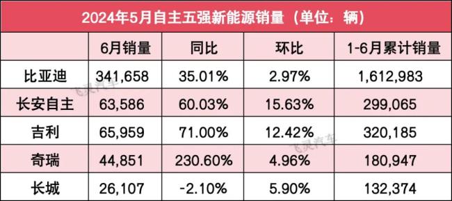 自主5强上半年销量榜：两家KPI完成率过半，最低29.46%