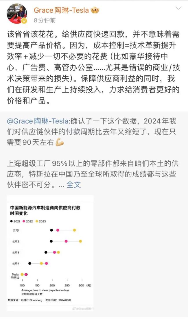 比亚迪后，又一车企要求降价10%！特斯拉打脸：我90天就回款