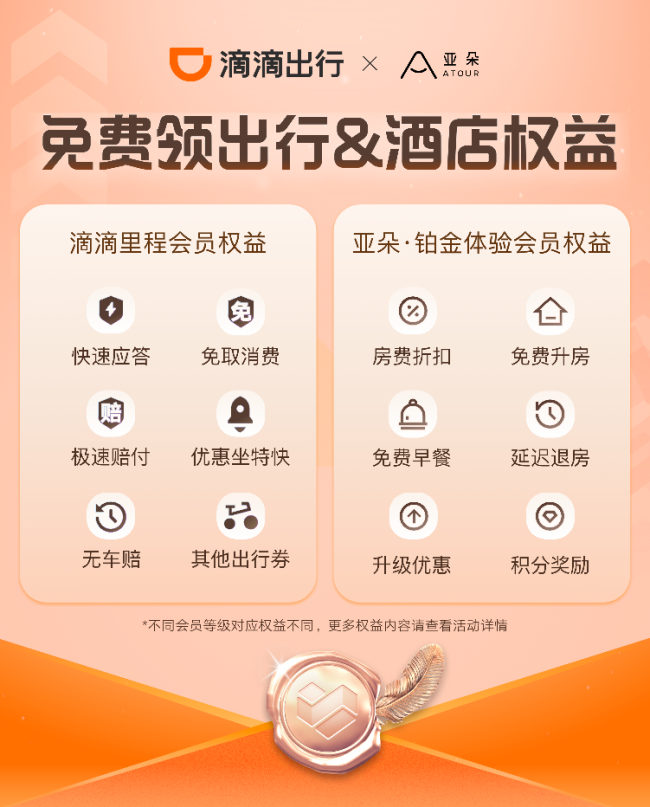 滴滴開放打通會(huì)員體系 攜手亞朵打造出行新體驗(yàn)