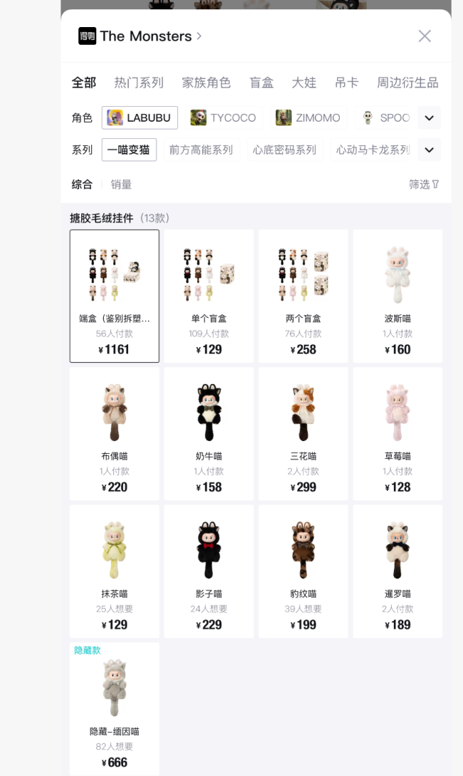 LABUBU新品“猫咪”系列发售，隐藏款被炒至666元