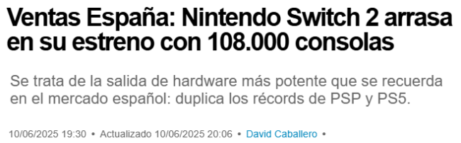 Switch 2席卷西班牙：首周销量破10万 创下主机销售新纪录
