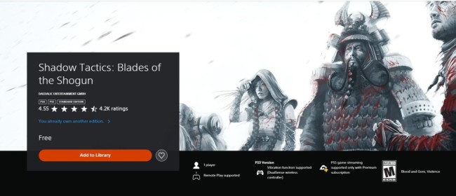 索尼再次出手“维权” 漏洞领取的《影子战术》已被收回
