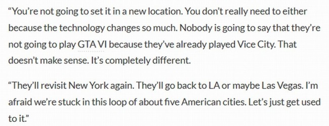 前R星技术总监再次强调《GTA》不会离开美国城市