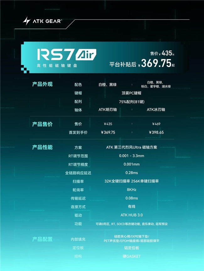 打瓦打CS选磁轴？ATK RS7 Air电竞磁轴键盘必须入一把