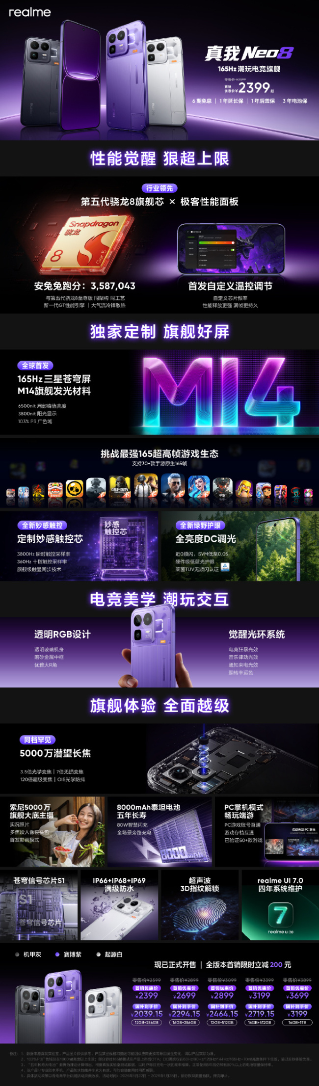 真我Neo8发布:165Hz电竞旗舰 到手价最低2039元