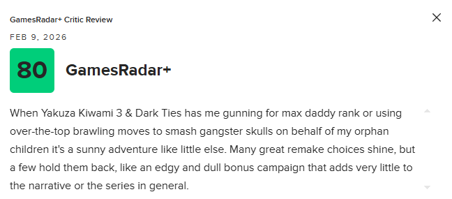 《如龙极3》M站75分：外传节奏拖沓 剧情补充有限