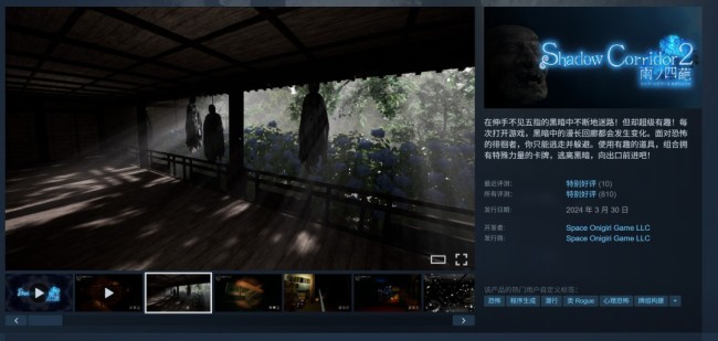 Steam特别好评恐怖游戏《影廊2:雨之四葩》将于2月26日登陆PS5