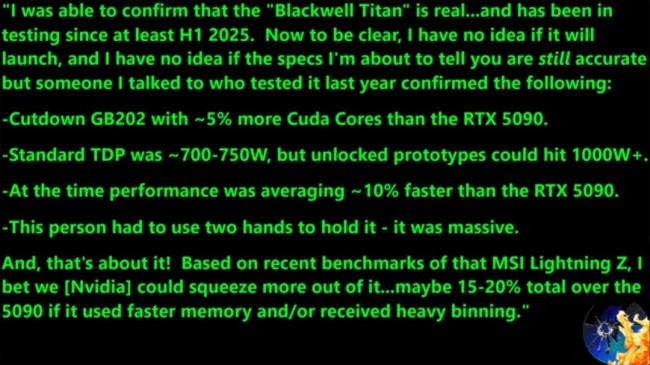 RTX5090 Ti再曝光：功耗直飙超700W 性能提升10%