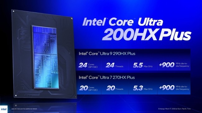 英特尔发布酷睿Ultra 200HX Plus系列CPU