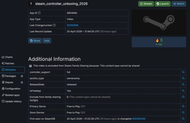 V社新款手柄“开箱视频”惊现Steam数据库 发布进入倒计时