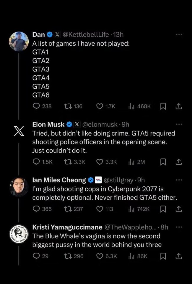 馬斯克不玩《GTA6》 不想被迫向警察開槍