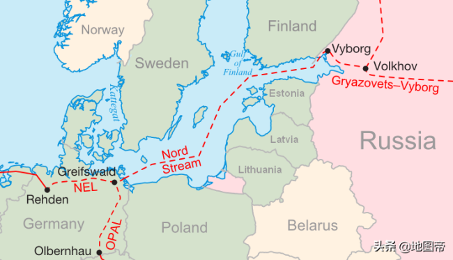俄罗斯通往欧洲的天然气管道有哪些？看地图一目了然