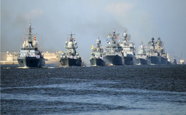 俄罗斯海军舰艇编队。