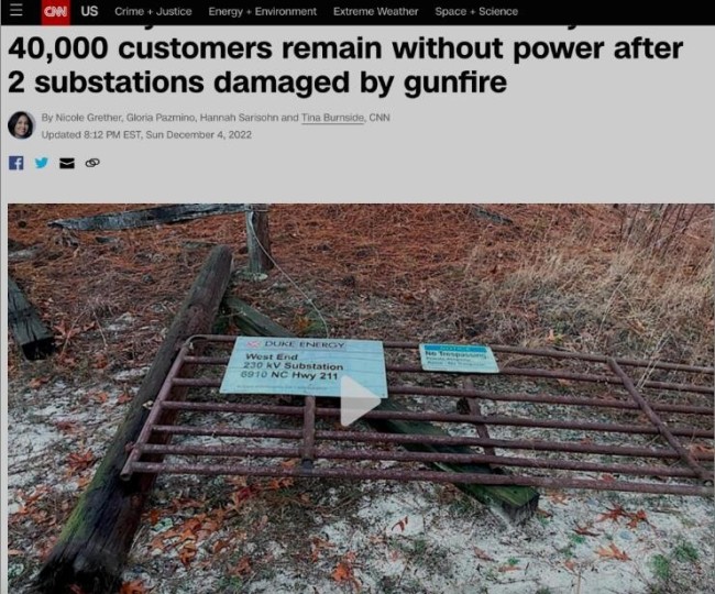 电力设施被蓄意破坏！美国这里已强制戒严！