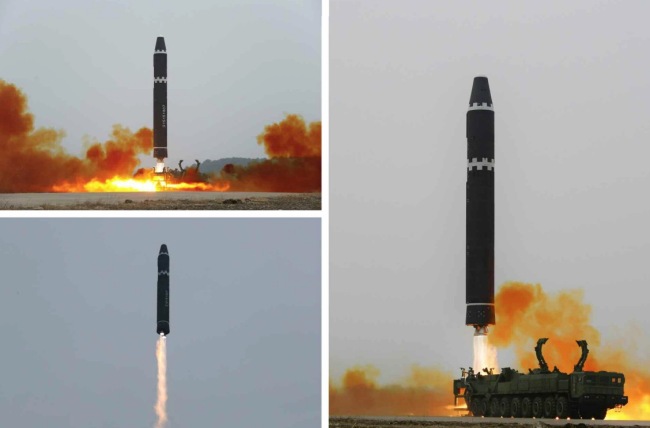 实拍朝鲜发射火星-15洲际弹道导弹