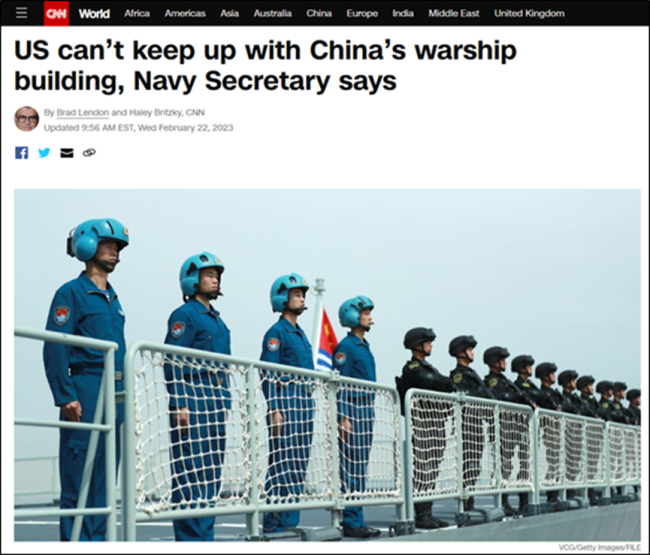美军高官称“中国用奴工造舰”遭批 这个美海军部长蠢到家了