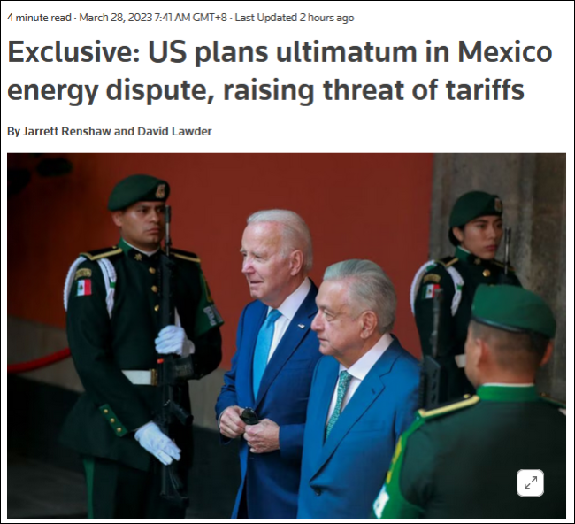 “美国将向墨西哥下最后通牒：若不调整能源政策，或加征数十亿美元关税”