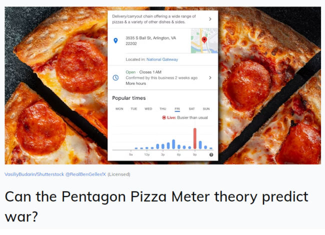 五角大楼“披萨指数”还在预测战争吗？