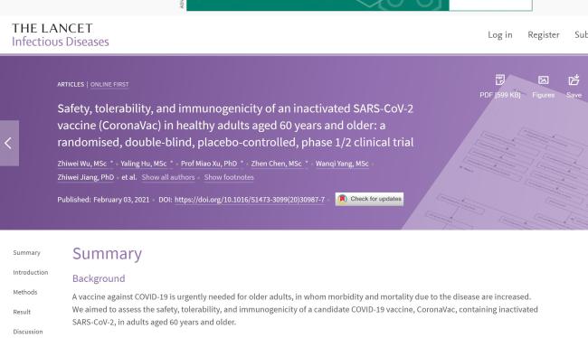 研究机构：科兴疫苗能抵抗两种变异新冠病毒
