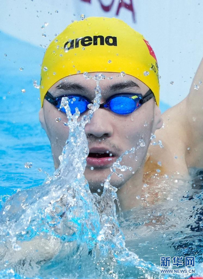 7月21日，中国游泳队队员徐嘉余在训练中。