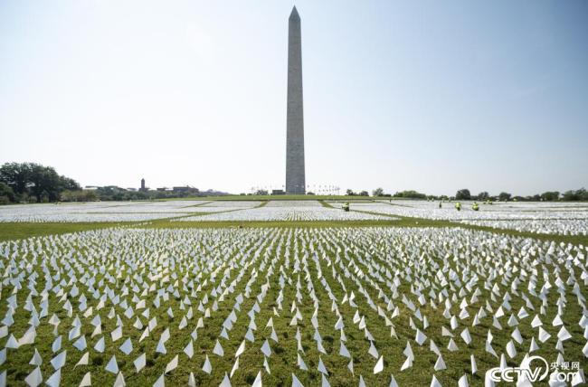 美国：65万面白旗 纪念新冠逝者