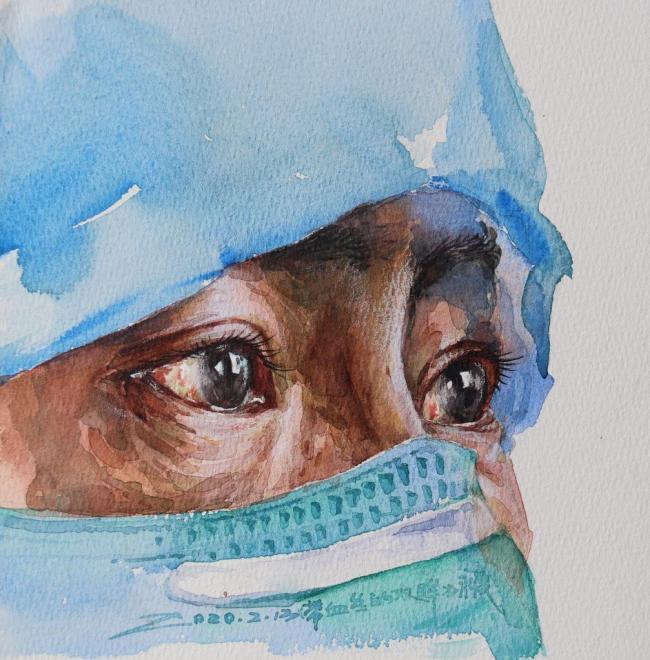 新华全媒+丨这场战疫,他用画笔勾勒“暖冬”