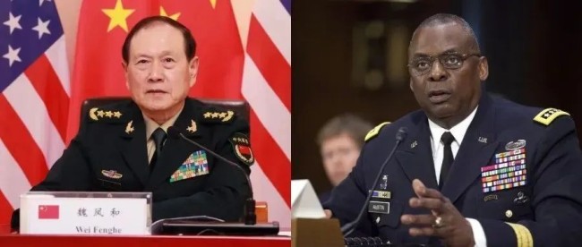 中国国防部长魏凤和同美国国防部长奥斯汀通电话