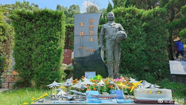 英国北洋水师水兵墓地前满是中国军舰照片